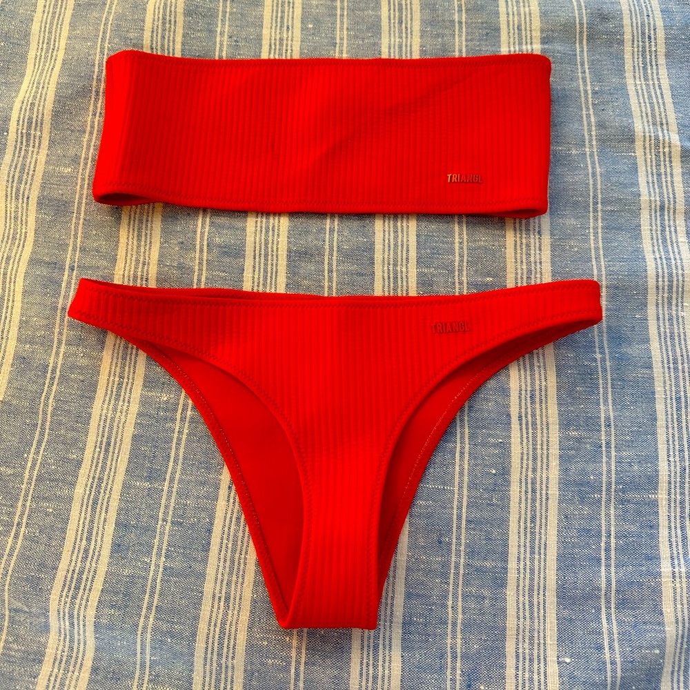 Traingl strapless bikini set